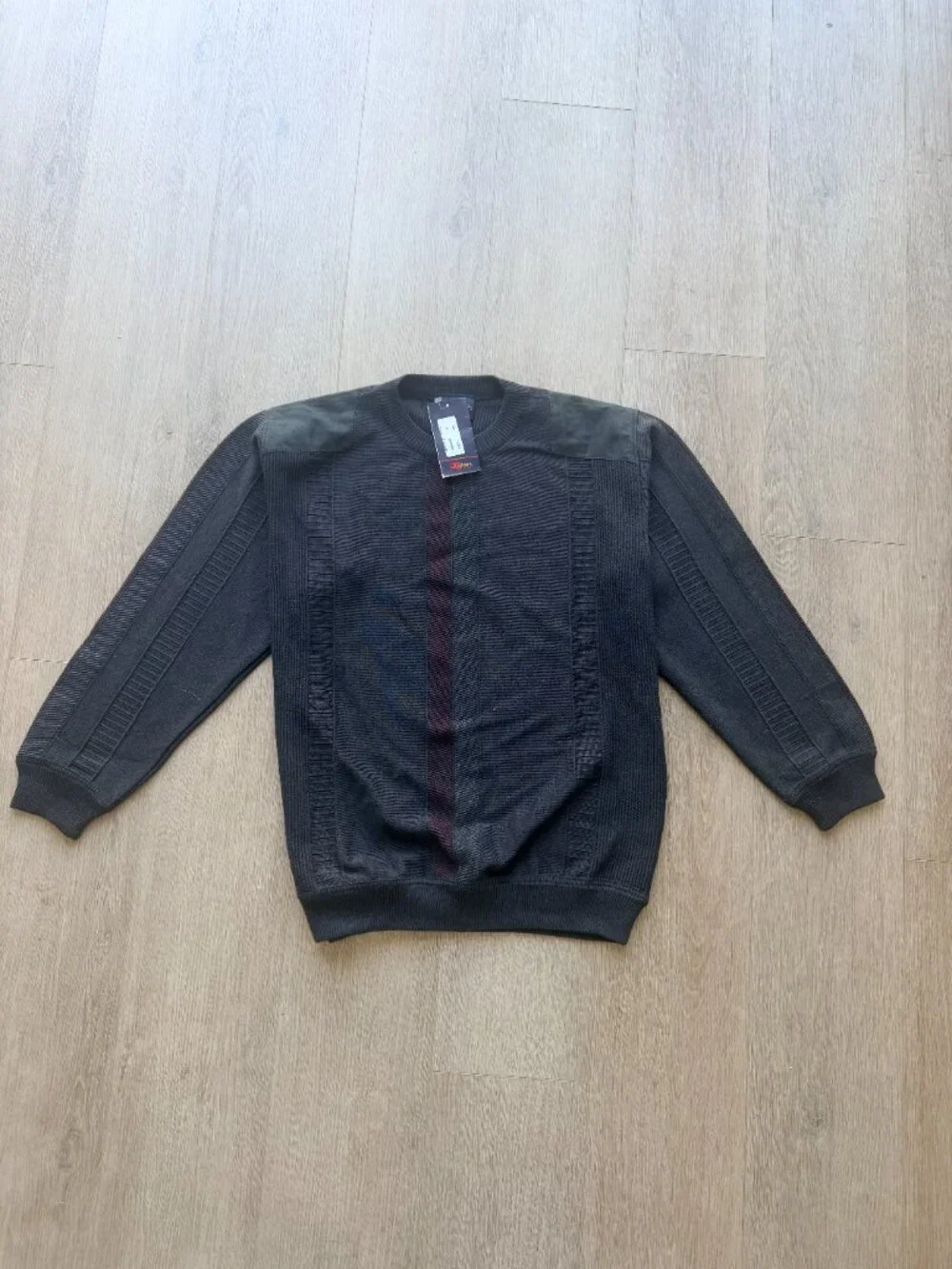 Giuliano Tricot Sweater Black Suede Trim Made In Italy Small NWT